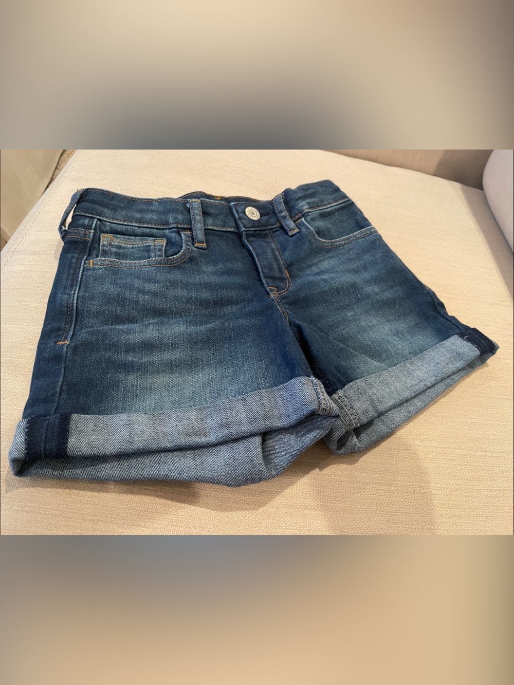 GAP Girl's Dark Blue Rolled Cuff Denim Shorts